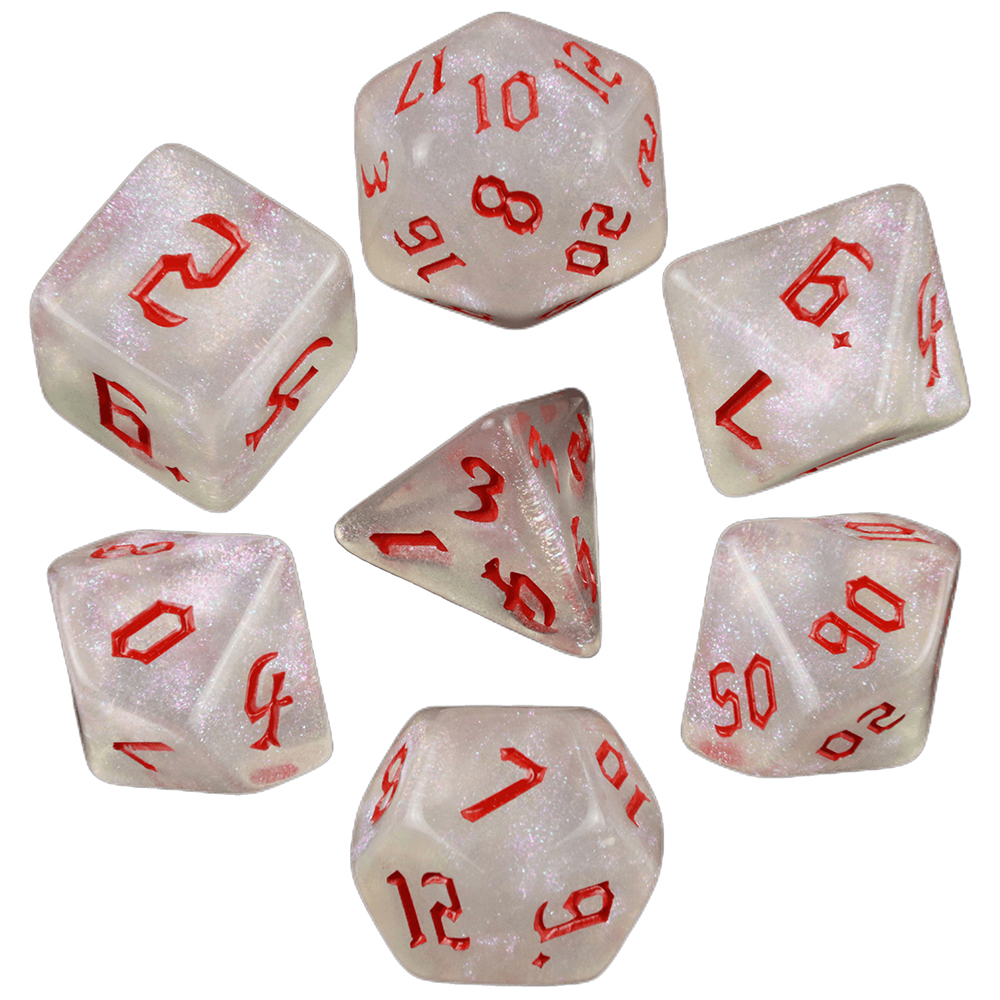Board Game Font - Glitter Polyhedral Dice Set 7pcs New