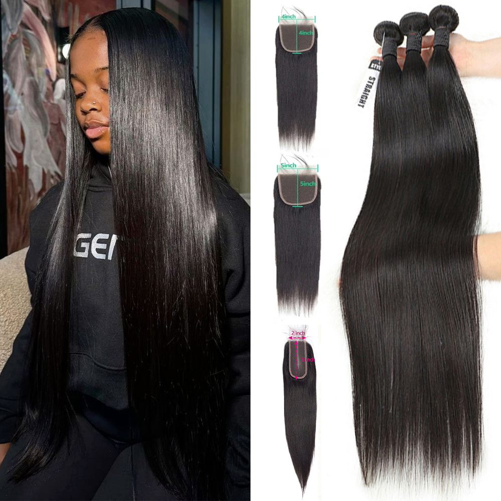 Board Game Queen - Straight Human Hair Bundles With A
