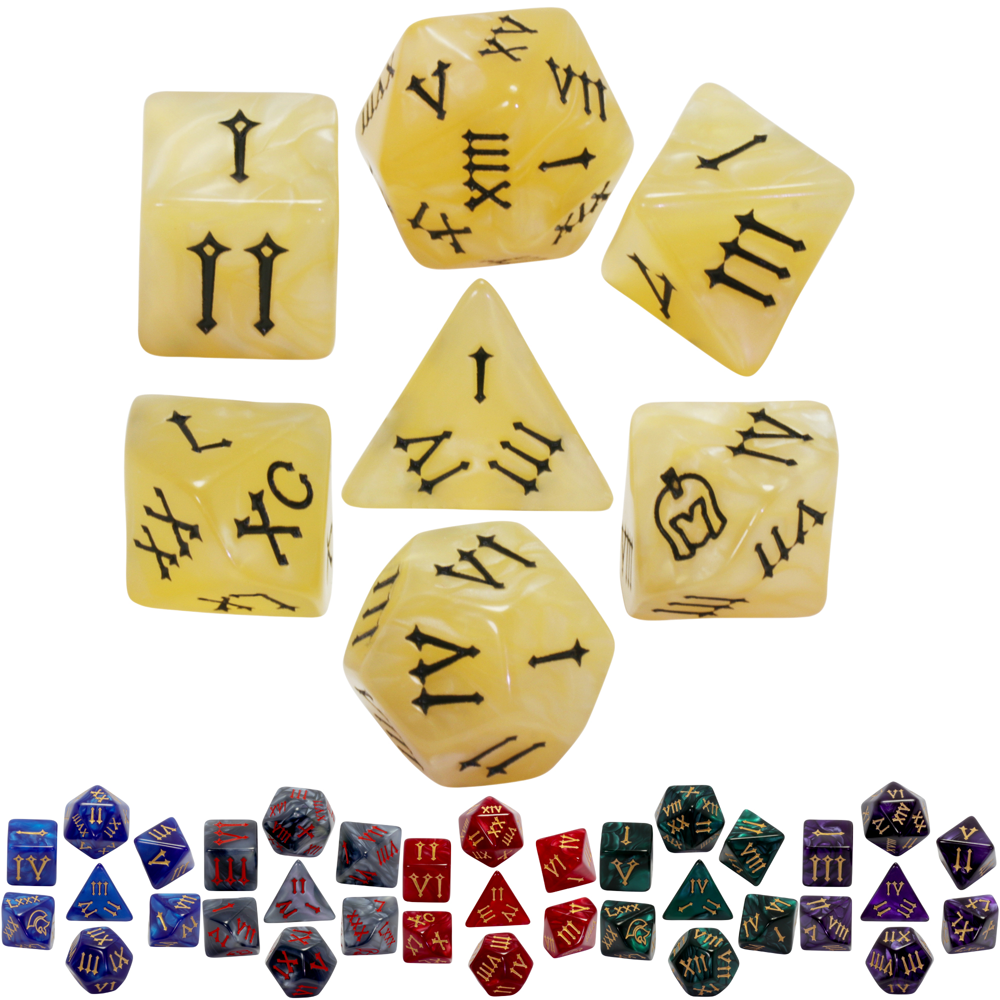 Board Game Font - Polyhedral Dice Set 7pcs Tabletop Game
