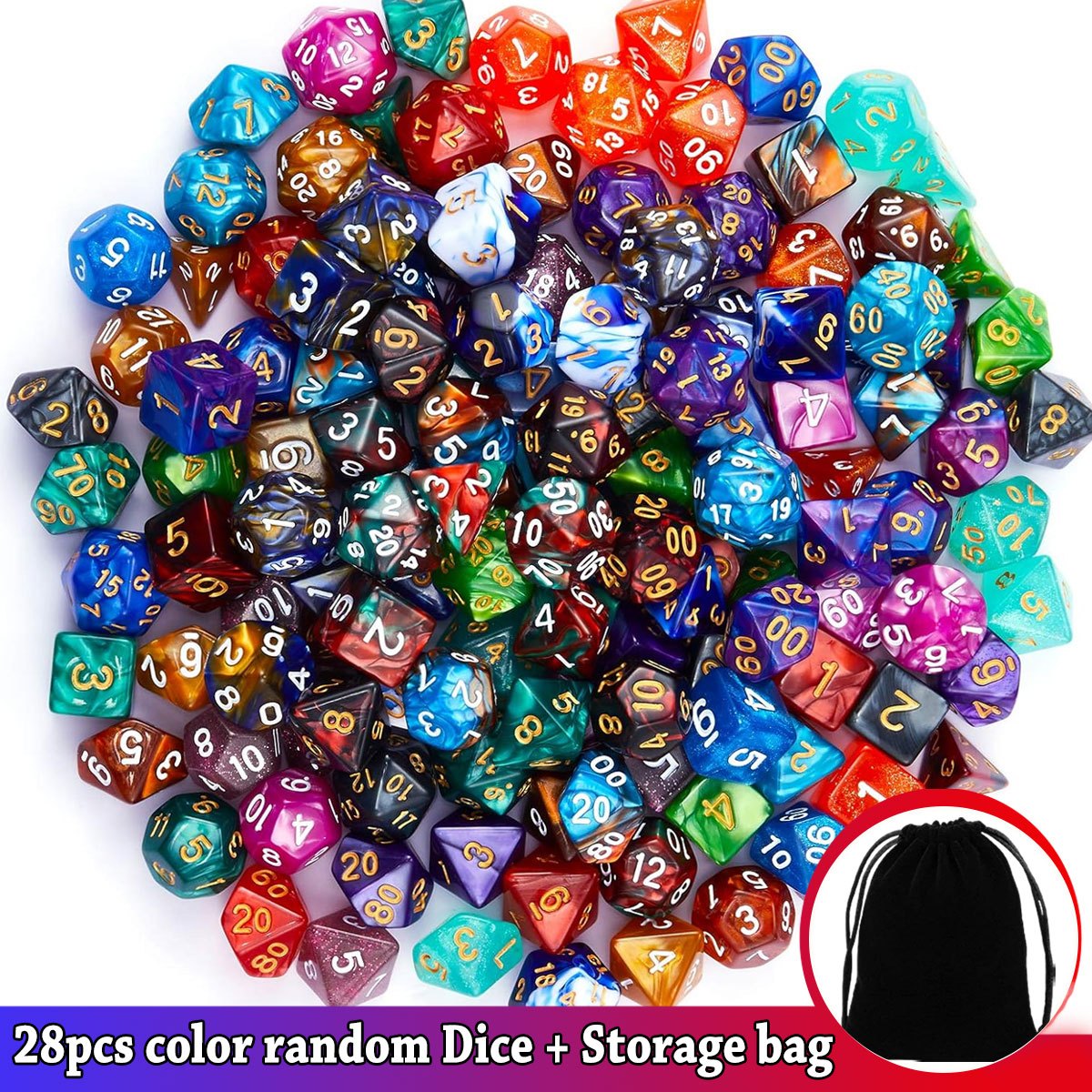 Board Game Pandemic - 28Pcs DND Dice Set with Black