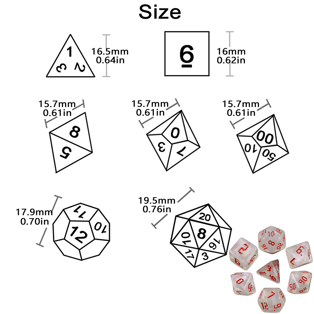 Glitter Polyhedral Dice Set 7p - đánh giá và giá Board Game Font